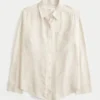Oversized shirt van linnenmix