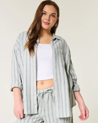Oversized shirt van linnenmix