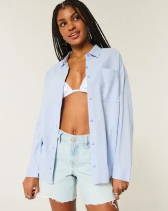Oversized shirt van linnenmix