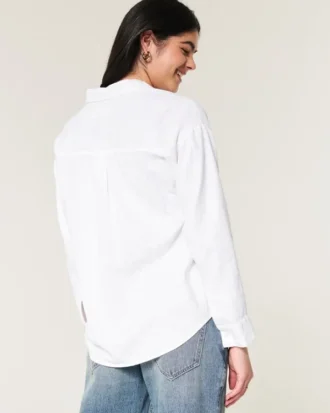 Oversized shirt van linnenmix