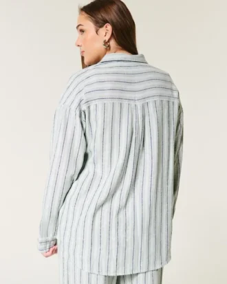 Oversized shirt van linnenmix