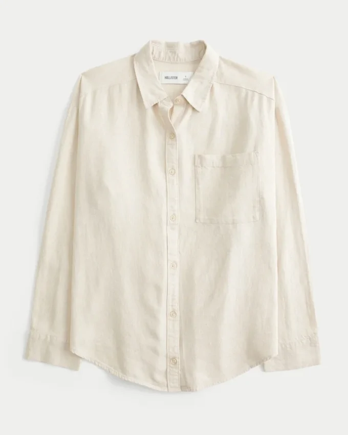 Oversized shirt van linnenmix