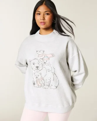 Oversized sweatshirt met hoge kraag en beerprint