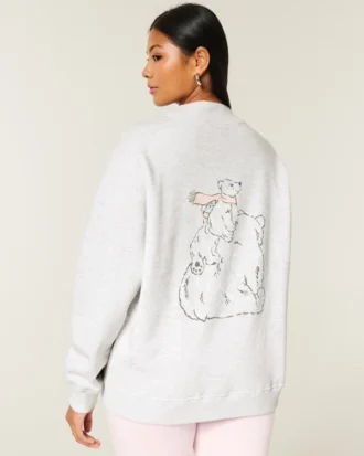 Oversized sweatshirt met hoge kraag en beerprint