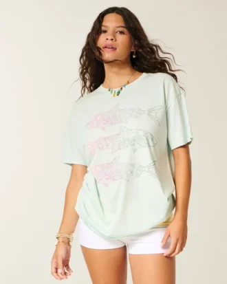 Oversized T-shirt met visprint