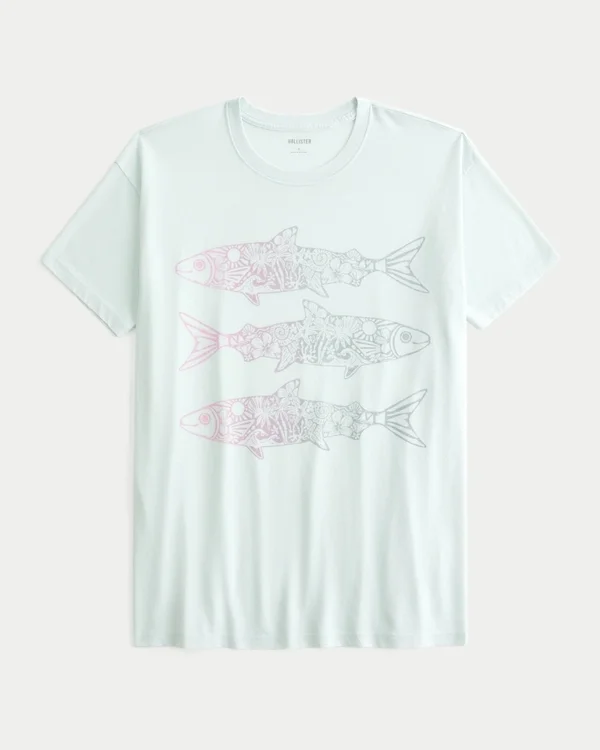 Oversized T-shirt met visprint Oversized T-shirt met visprint