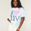 Oversized Tie-Dye I Heart UV Graphic T-shirt