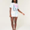 Oversized Tie-Dye I Heart UV Graphic T-shirt