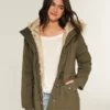 Parka met voering van imitatiebont