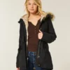 Parka met voering van imitatiebont