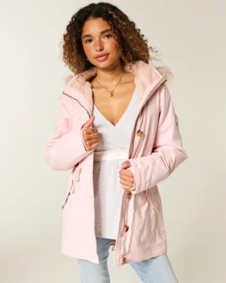 Parka met voering van imitatiebont