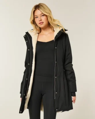 Parka met voering van imitatiebont