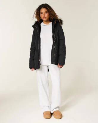 Parka met voering van imitatiebont