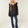 Parka met voering van imitatiebont
