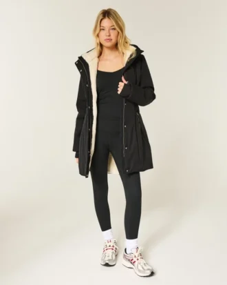 Parka met voering van imitatiebont