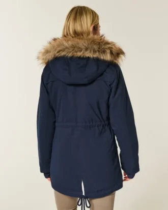 Parka met voering van imitatiebont