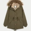 Parka met voering van imitatiebont