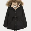 Parka met voering van imitatiebont