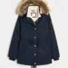 Parka met voering van imitatiebont