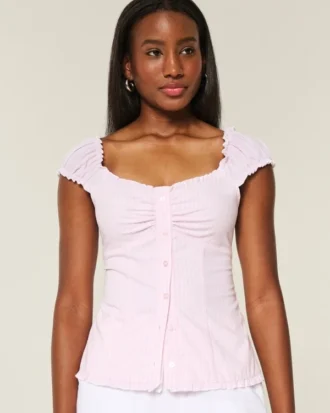 Popeline blouse met afneembare schouderbandjes