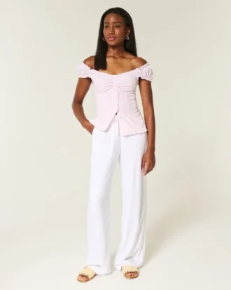 Popeline blouse met afneembare schouderbandjes