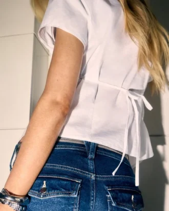 Poplin shirt met korte mouwen