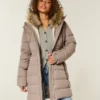 Pufferparka met voering van imitatiebont
