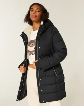 Pufferparka met voering van imitatiebont Pufferparka met voering van imitatiebont