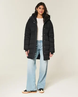 Pufferparka met voering van imitatiebont