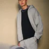 Rechthoekige pasvorm Hoodie met rits en studs Rechthoekige pasvorm Hoodie met rits en studs