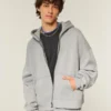 Rechthoekige pasvorm Hoodie met rits en studs Rechthoekige pasvorm Hoodie met rits en studs
