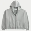 Rechthoekige pasvorm Hoodie met rits en studs Rechthoekige pasvorm Hoodie met rits en studs