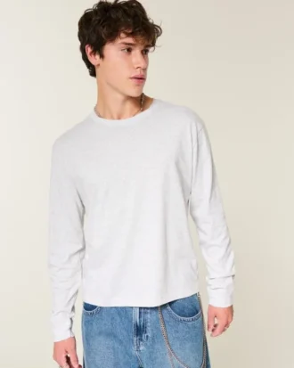 Relaxed katoenen T-shirt met lange mouwen Relaxed katoenen T-shirt met lange mouwen