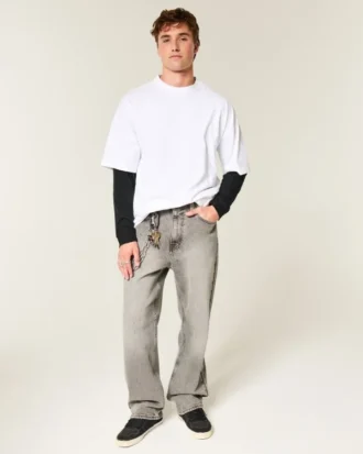 Relaxed katoenen T-shirt met lange mouwen
