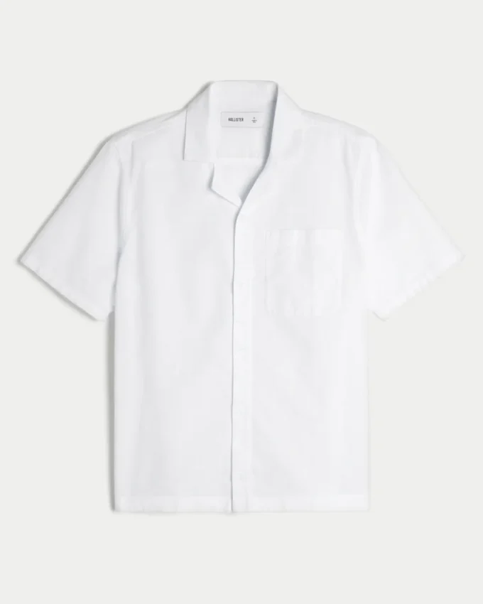 Relaxed shirt met korte mouwen en knoopsluiting