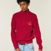 Relaxed Zip-Up Horseshoe Graphic Sweater Relaxed Zip-Up Horseshoe Graphic Sweater
