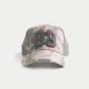 Roze camouflage truckerpet met nummerprint