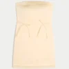 Satijnen strapless bodycon jurk met strik Satijnen strapless bodycon jurk met strik