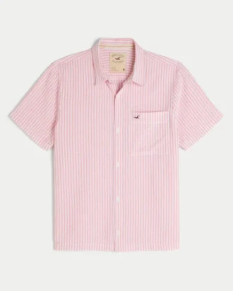 Seersucker Icon-shirt met korte mouwen