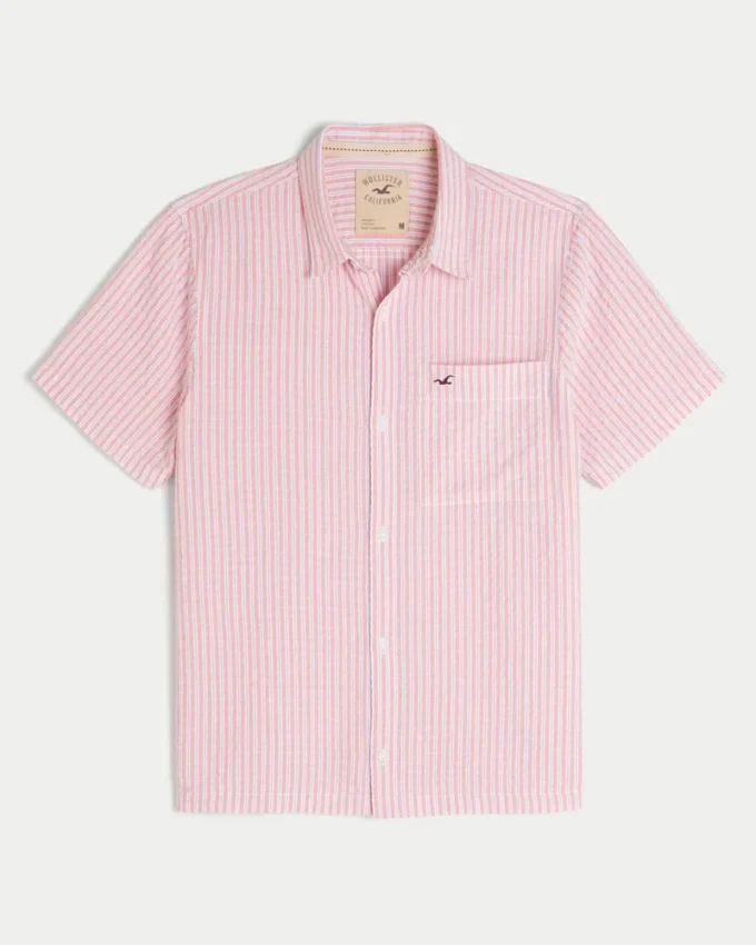 Seersucker Icon-shirt met korte mouwen