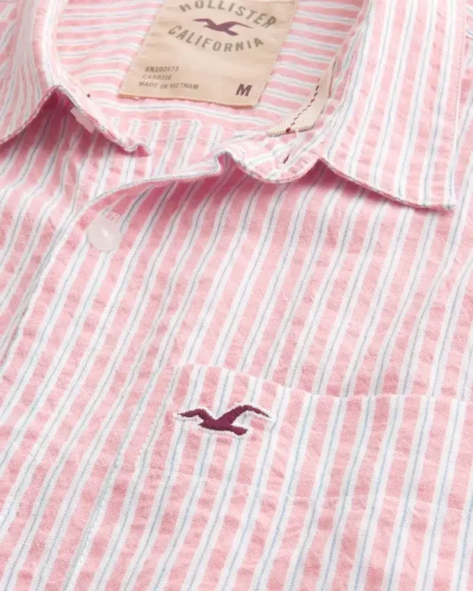 Seersucker Icon-shirt met korte mouwen