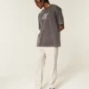 Seersucker losse broek met elastische tailleband