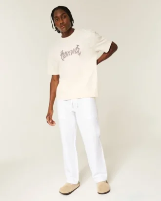 Seersucker losse broek met elastische tailleband