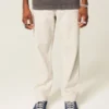 Seersucker losse broek met elastische tailleband
