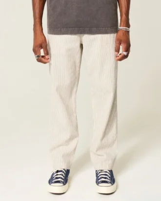 Seersucker losse broek met elastische tailleband