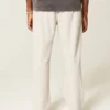Seersucker losse broek met elastische tailleband