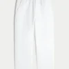 Seersucker losse broek met elastische tailleband