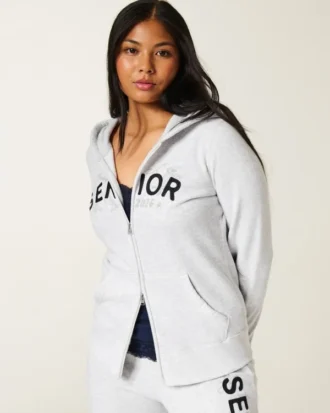 Senior hoodie met grafisch motief en ritssluiting