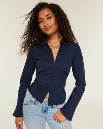 Shirt met klokmouwen