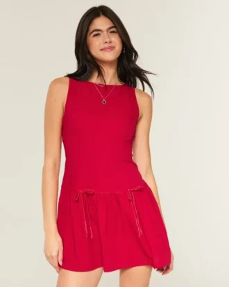 Skortjurk met hoge hals en lage taille